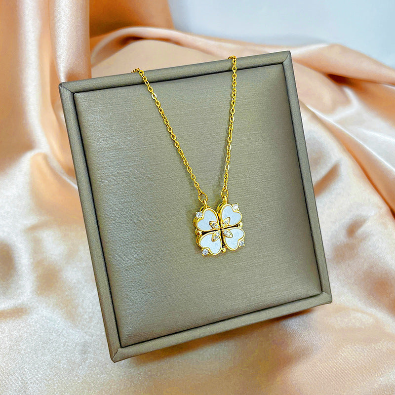 Minimalist Geometric Titanium Steel Necklace with Gold-Plated Copper Pendant and O-Chain for Women