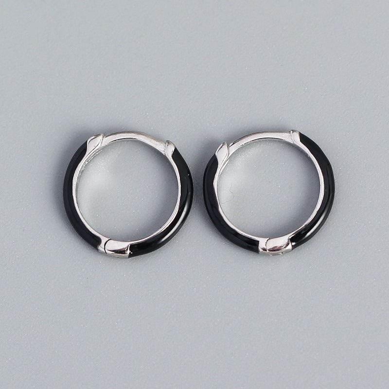 Orecchini a cerchio in argento Sterling S925 geometrici minimalisti rivestiti in resina con finitura premium