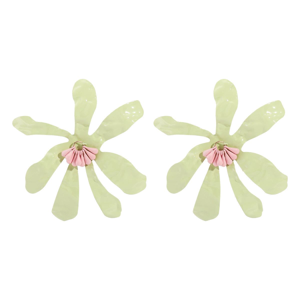 Minimalist Floral Alloy Earrings with Enamel Finish for Women Summer Vacation Style