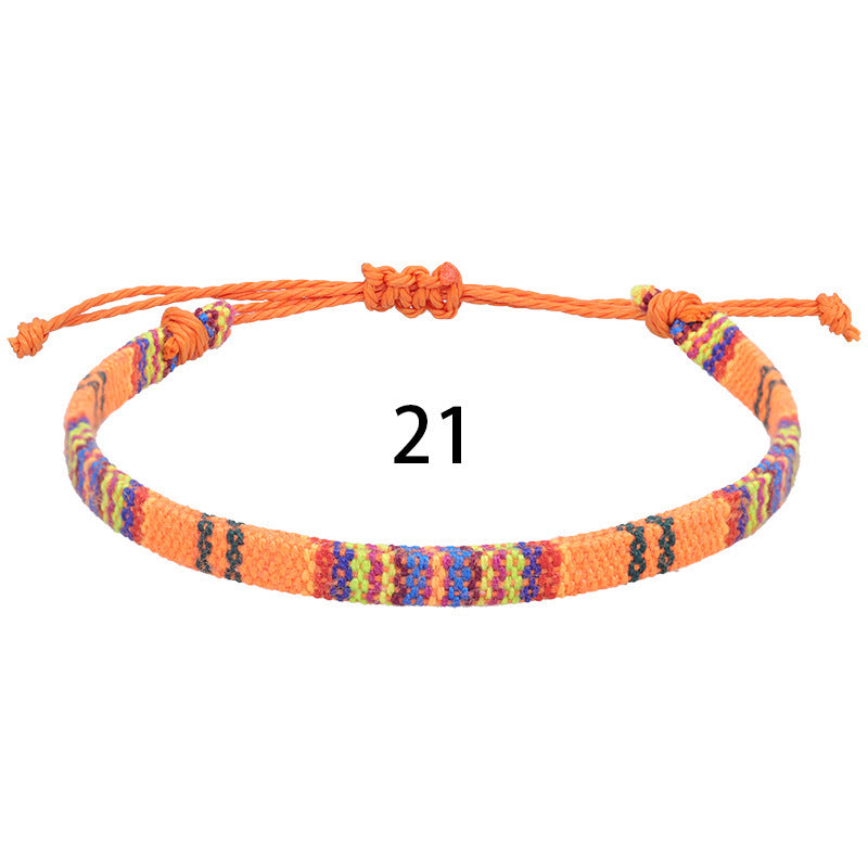 Bohemian Rainbow Braided Cotton Linen Anklet Unisex Adjustable Foot Jewelry