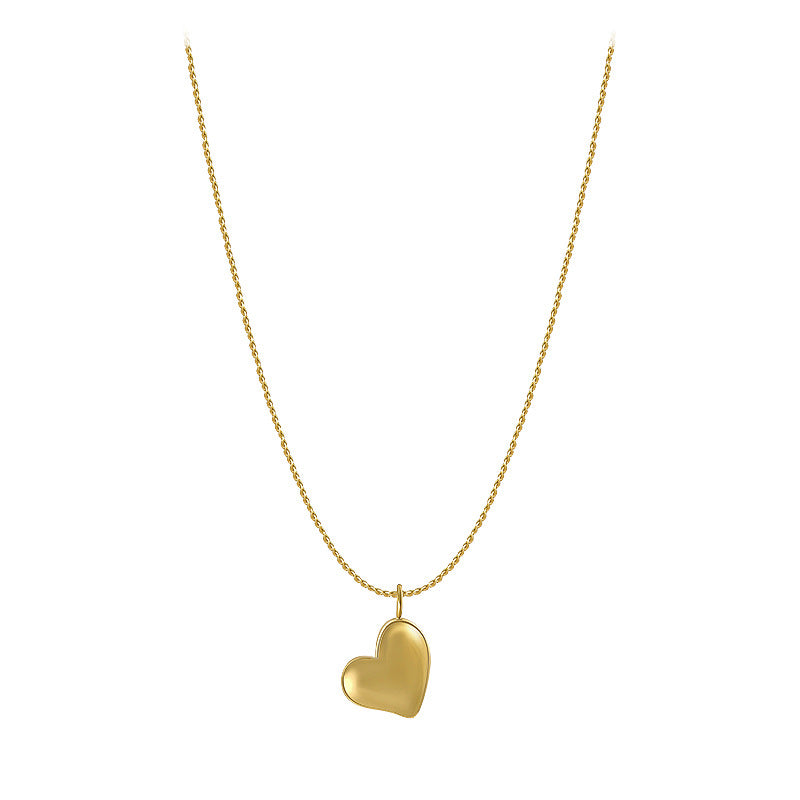 Original Design Heart-Shaped Titanium Steel Plated Clavicle Necklace for Women with Irregular Detail