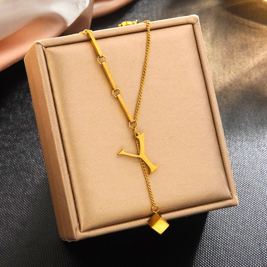 Minimalist Elegant 18K Gold Plated Stainless Steel Letter Bracelet