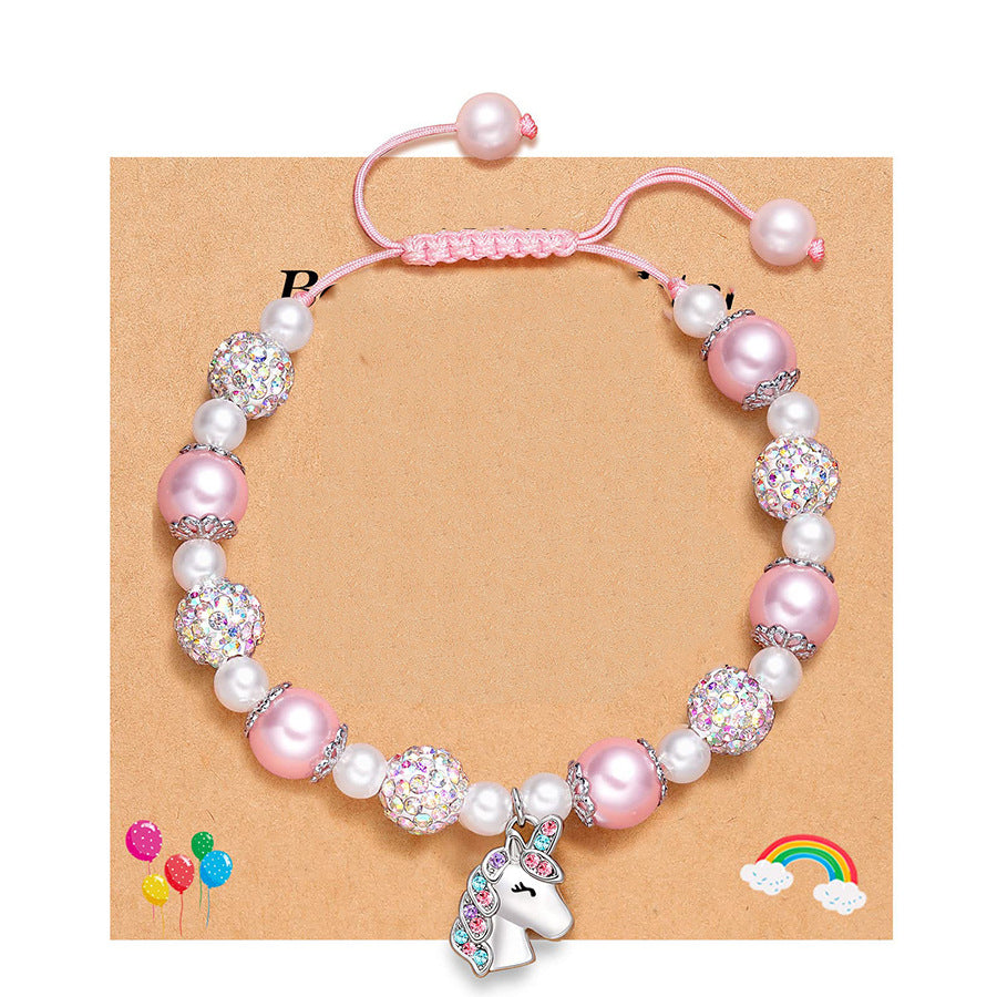 8mm Imitation Pearl Heart Woven Bracelet Unisex Fashion Jewelry Gift