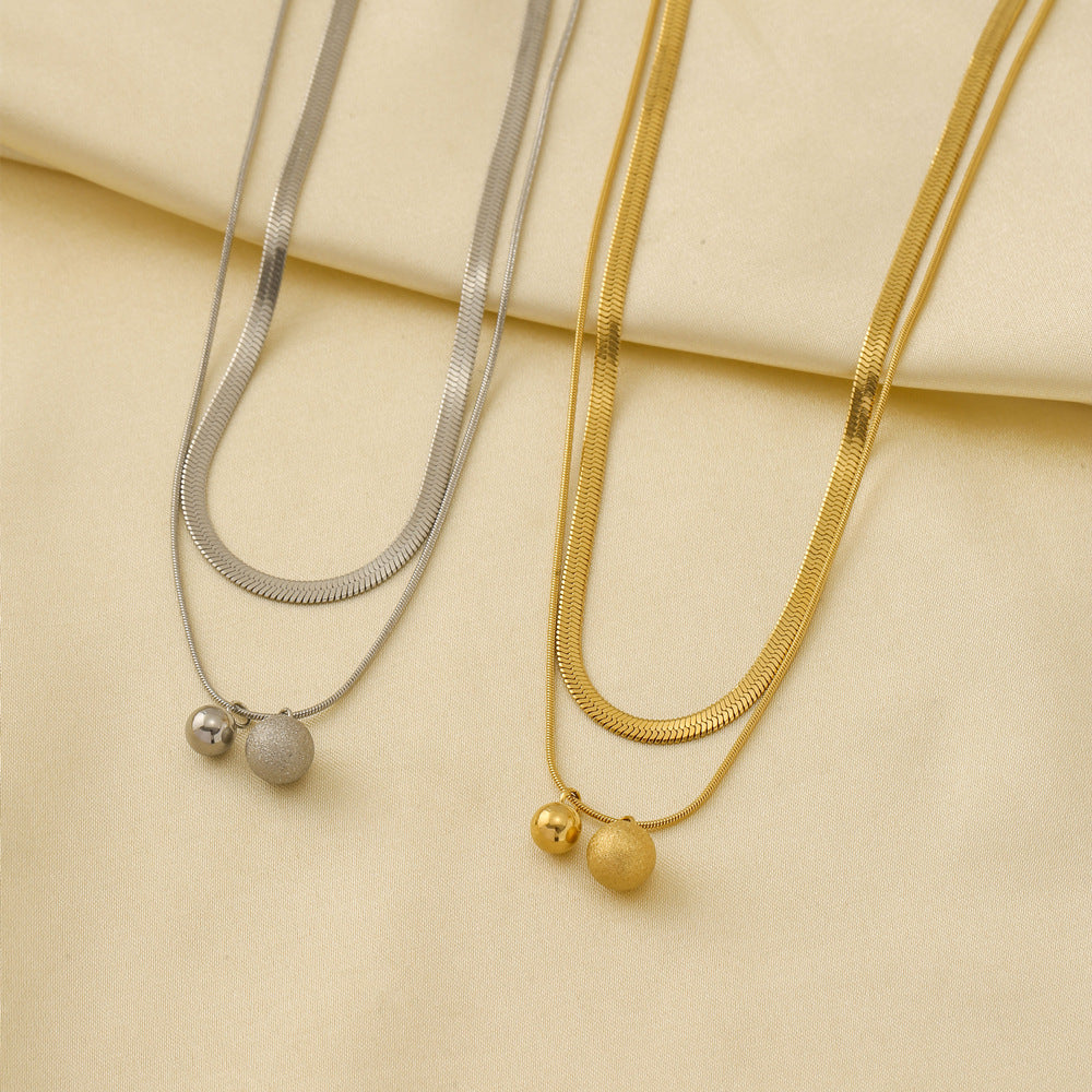 Collana con pendente rotondo geometrico minimalista in acciaio inossidabile placcato oro 18 carati da donna