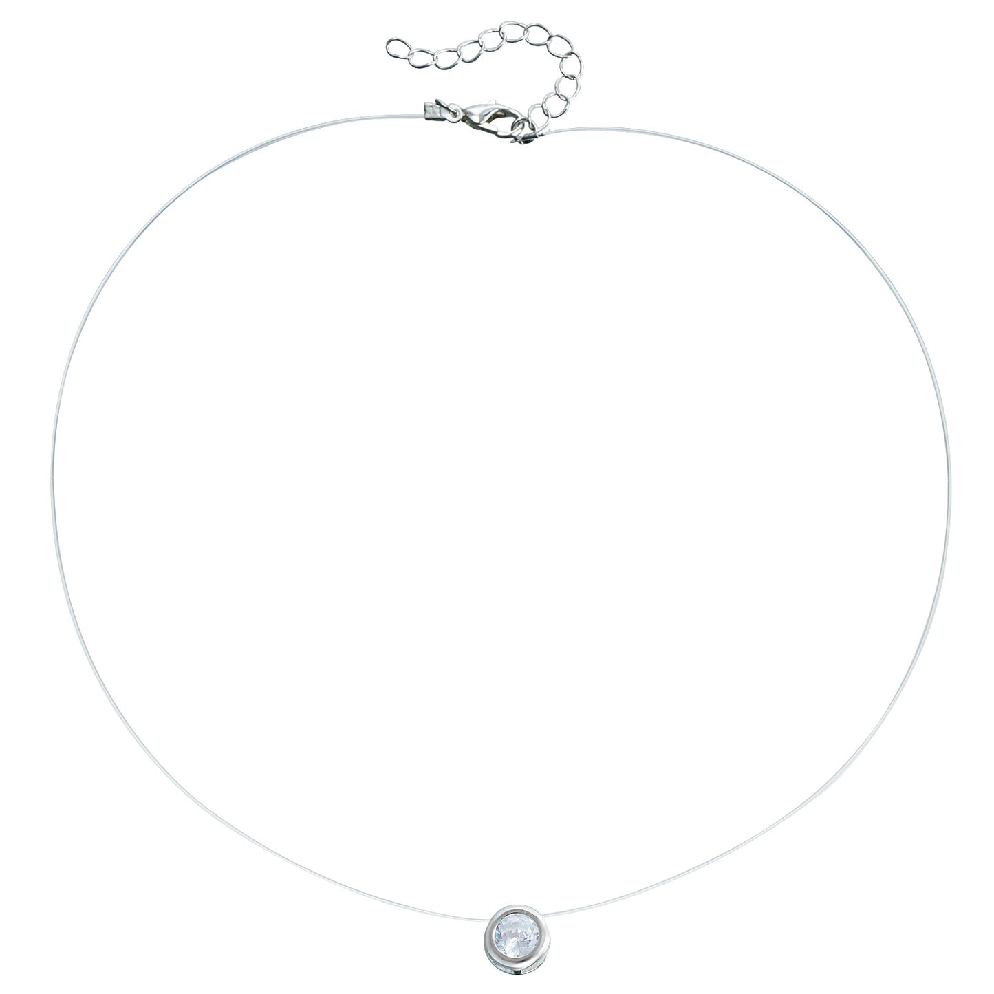 Minimalist Geometric Alloy Necklace with Clear Crystal and Cubic Zirconia Inlay for Women
