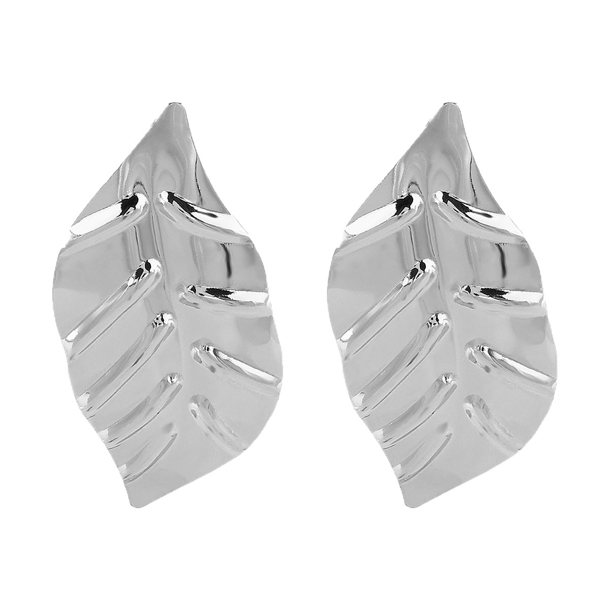 Pendientes de Hierro Minimalistas con Forma de Hoja y Acabado Galvanizado para Mujer, Joyería Botánica Versátil y Elegante