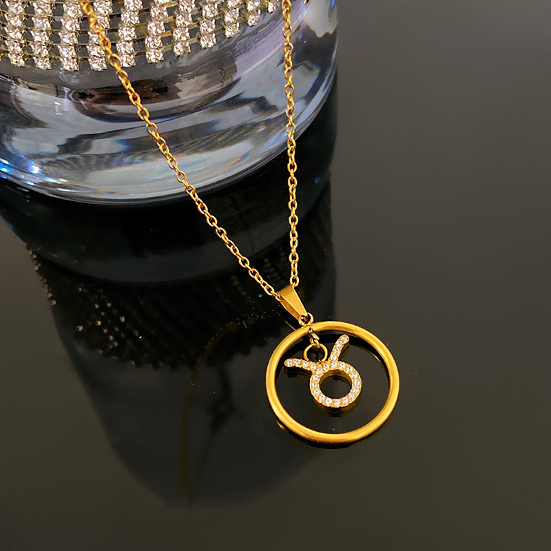 Sporty Sweet Gold Plated Titanium Steel Necklace with Brass Pendant for Unisex