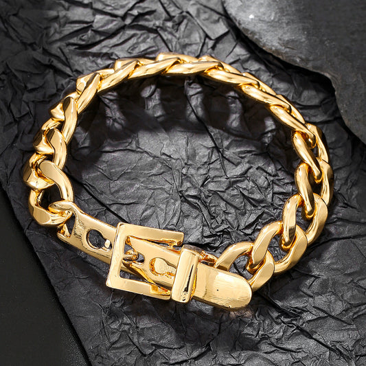 Hip-hop Geometric Round Curb Chain Bracelet for Unisex