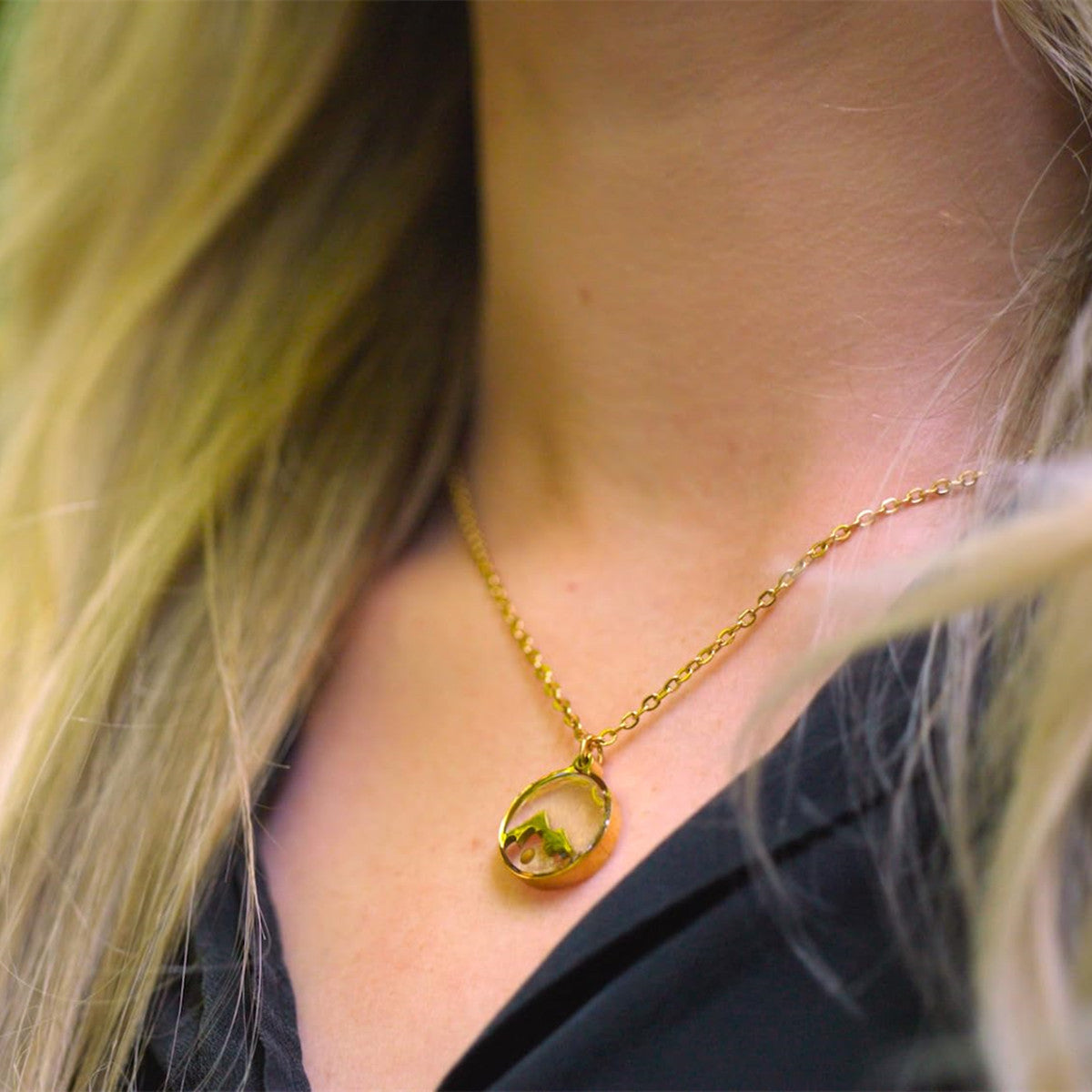 Natural Style Mustard Seed Pendant Necklace for Women in Stainless Steel with Polished Finish Adjustable 20 Inch Chain