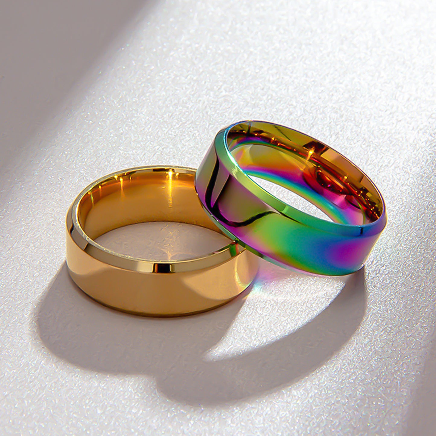 Minimalist 8MM Polished Plated Stainless Steel Ring Unisex Wedding Band