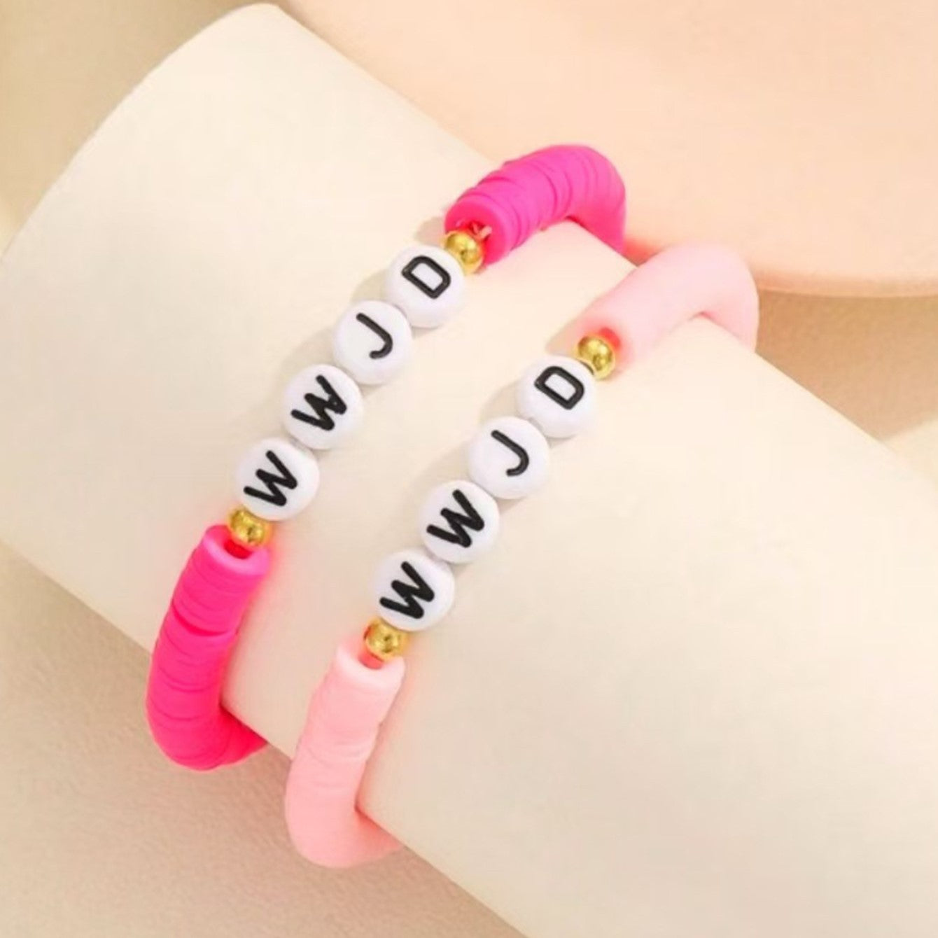 Fashion Handmade Geometric Letter Polymer Clay Acrylic Bracelet Unisex