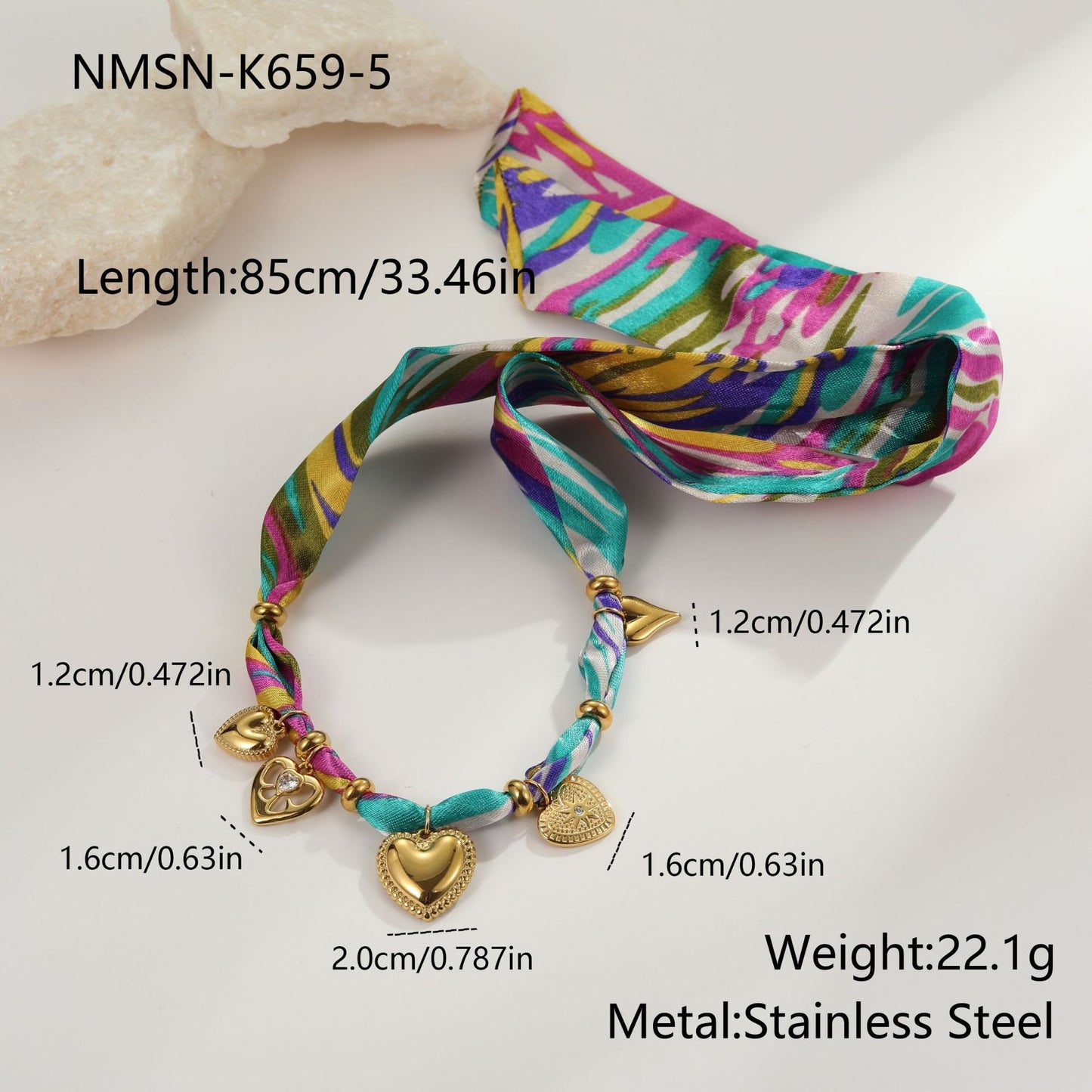 Elegante collar de acero inoxidable chapado en oro de 18 quilates con forma de corazón para mujer