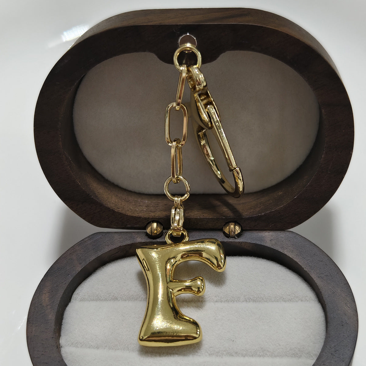 Minimalist 18K Gold Plated Letter Pendant Keychain for Brass