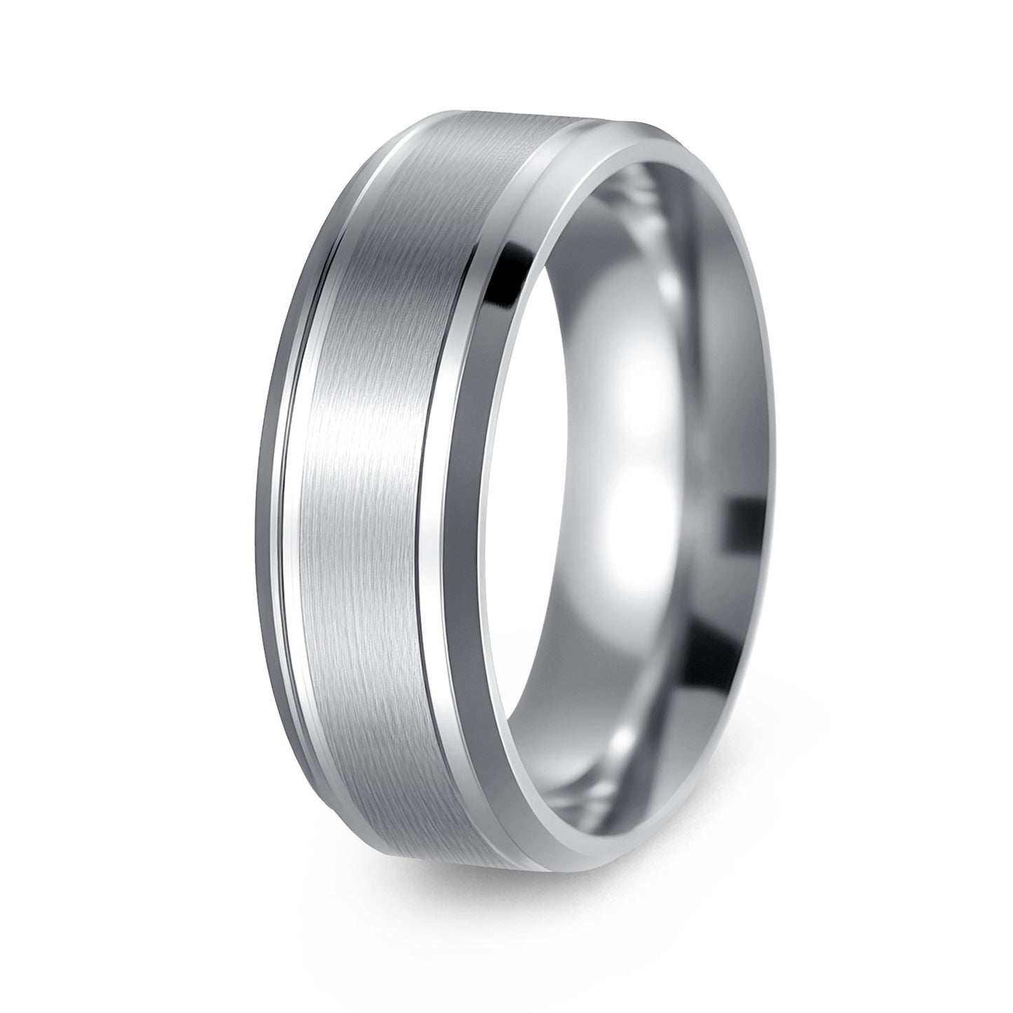 Anillo geométrico redondo unisex de acero inoxidable chapado mate minimalista