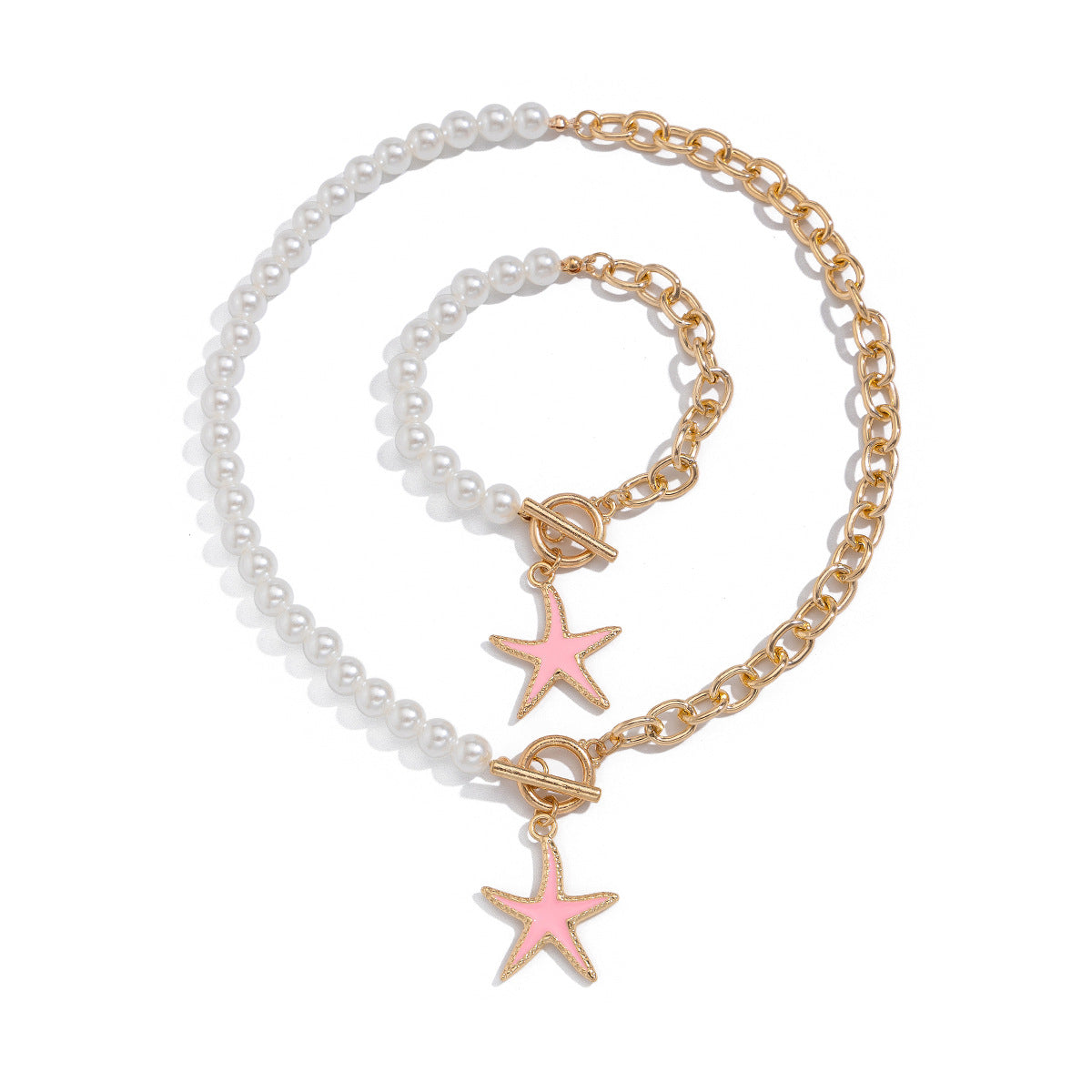 Collar de aleación con diseño de estrella rústica chic y acabado esmaltado para mujer