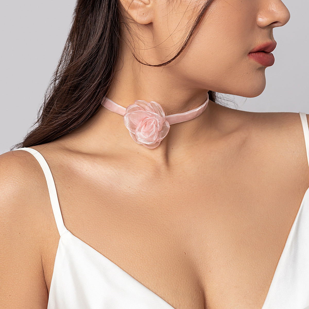 Vintage Elegant Floral Fabric Choker Necklace for Women