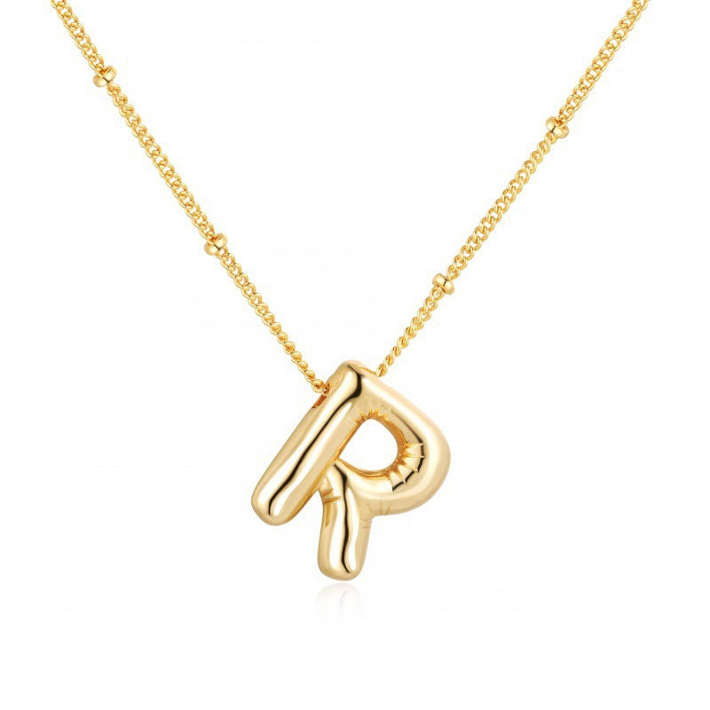 Gold Plated Brass Letter Pendant Necklace for Women