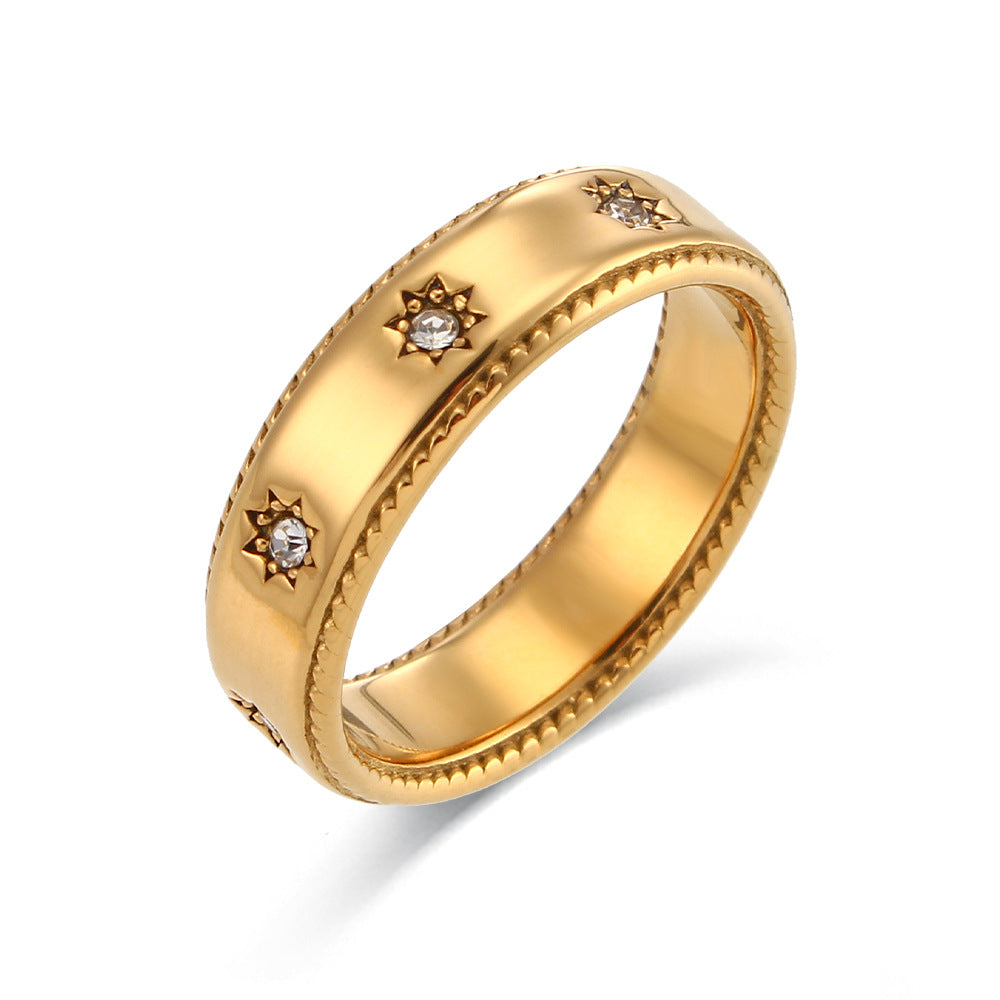Anello da donna a stella in acciaio inossidabile placcato oro 18 carati geometrico minimalista