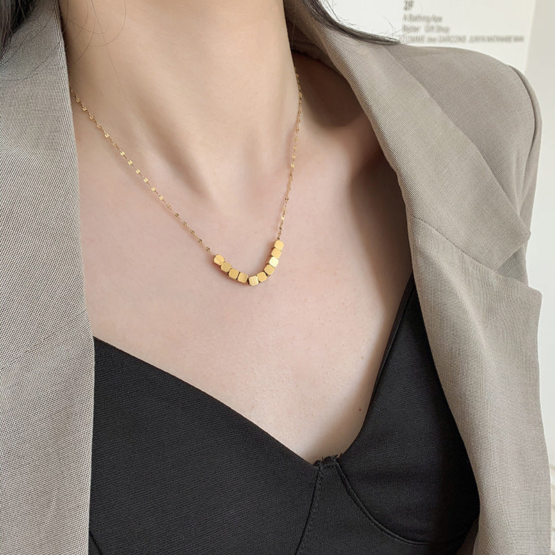 Geometric Titanium Steel Plated Lips Necklace for Women with Adjustable Length and Minimalist Aesthetic