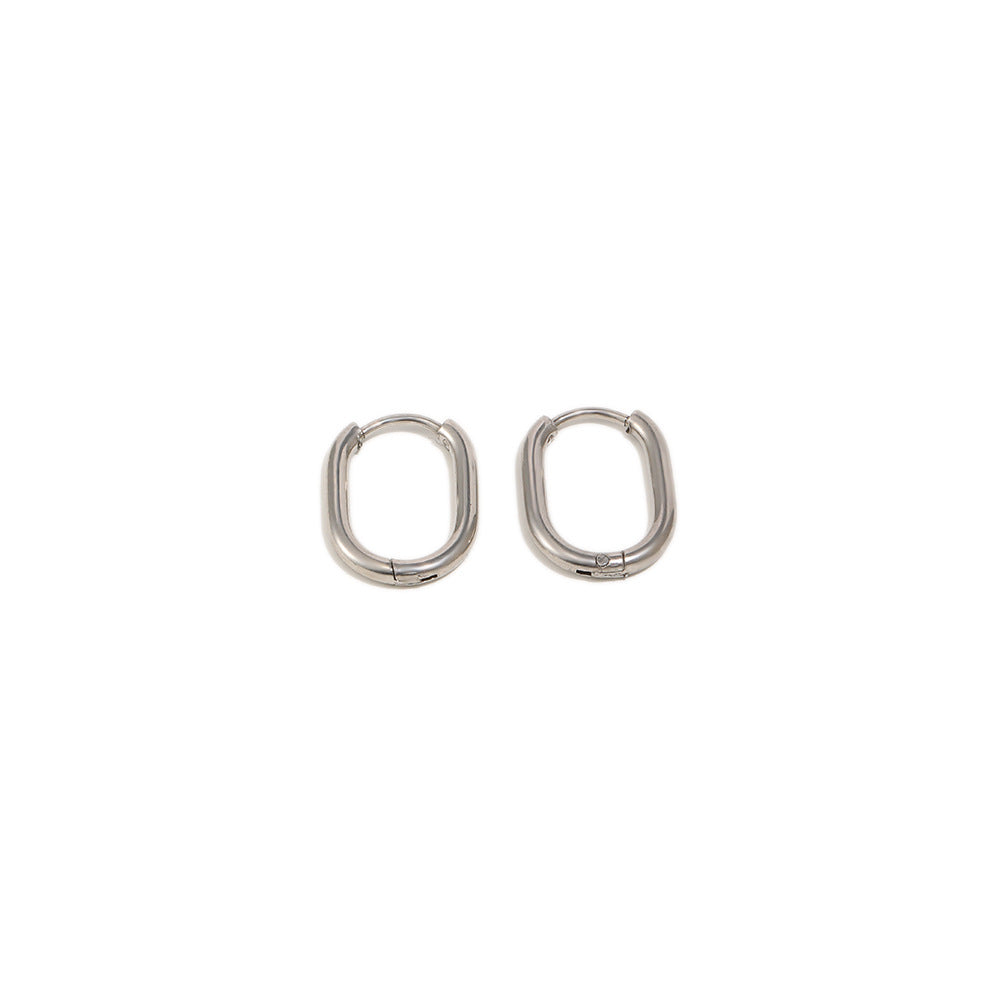 Minimalist 18K Gold Plated Stainless Steel Geometric U-Shaped Hoop Earrings for Women