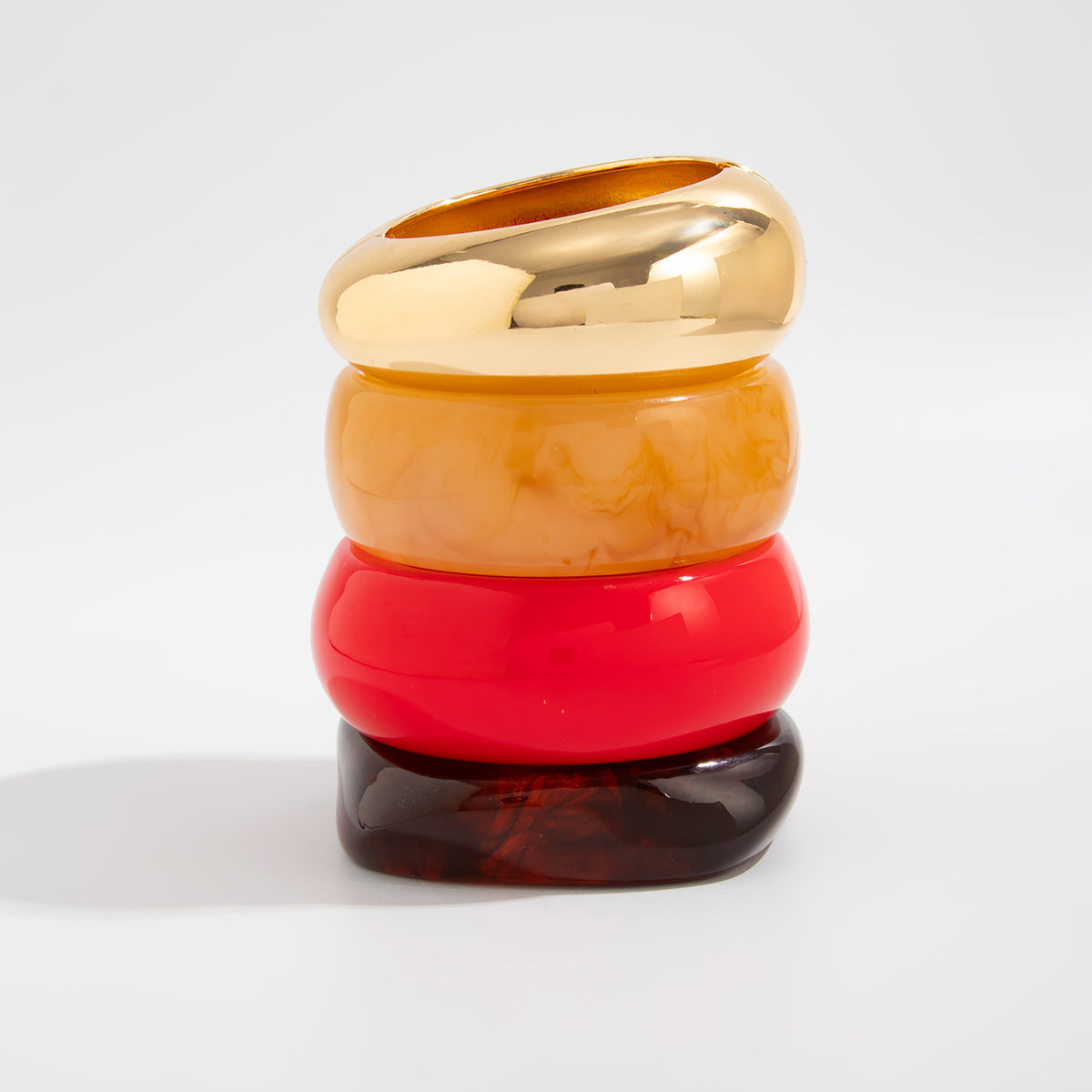Elegant Gradient Geometric Resin Acrylic Plated Cuff Bracelet