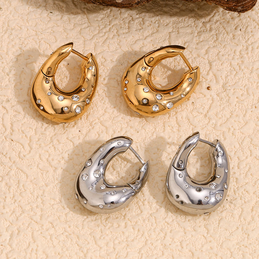 Pendientes Geométricos de Acero Inoxidable a la Moda con Baño de Oro de 18K y Diseño de Estrella Retorcida Irregular para Mujer
