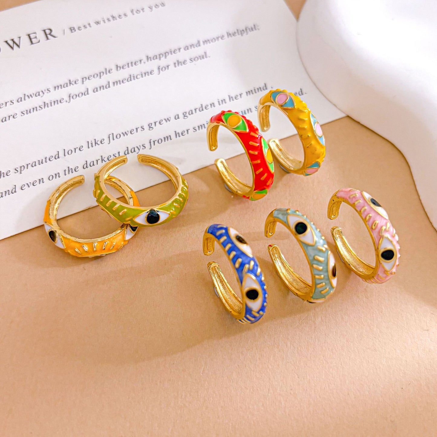 Minimalist Gold Plated Brass Open Ring with Heart and Checkered Pattern for Women