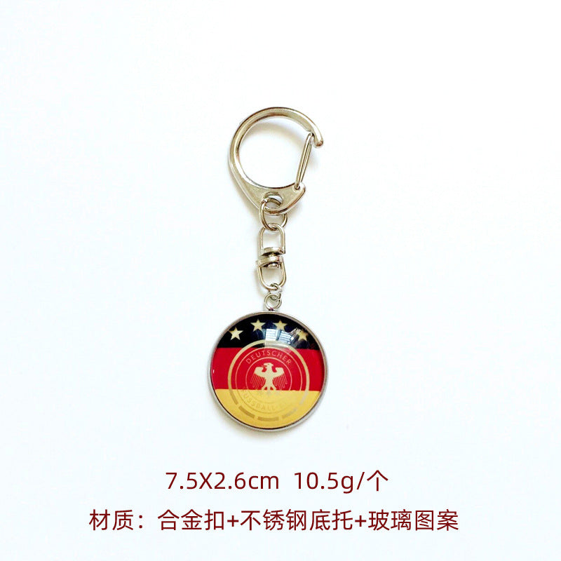 Sporty Round Stainless Steel Keychain National Football Team Souvenir Gift