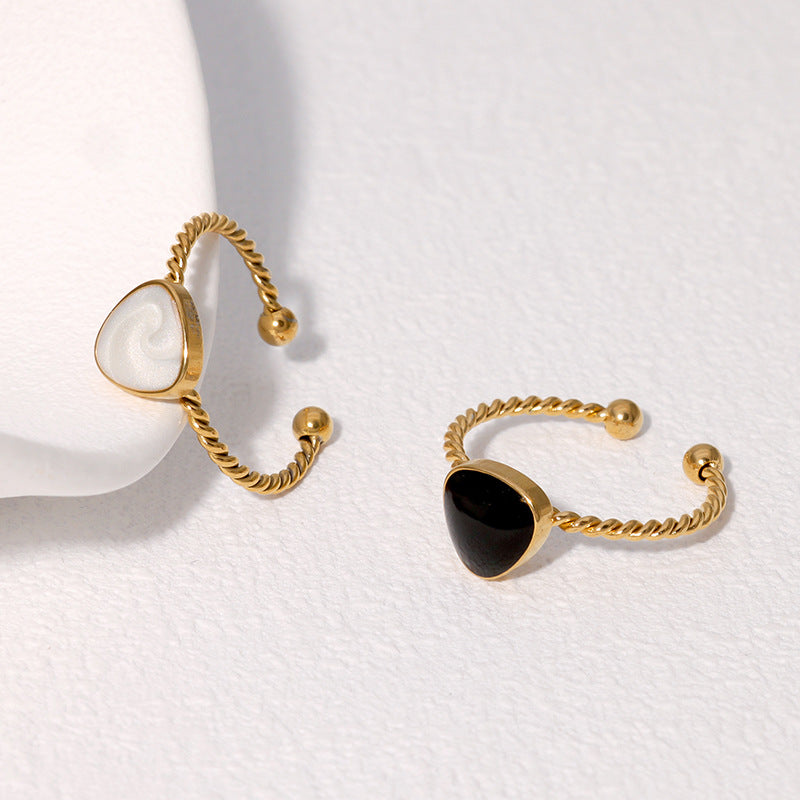 Anello da donna minimalista geometrico in acciaio inossidabile placcato oro, fascia aperta regolabile, anello alla moda