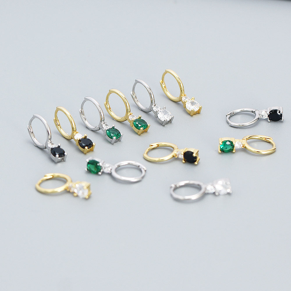 Minimalist 925 Sterling Silver Geometric Square Cubic Zirconia Inlay Hoop Earrings for Women