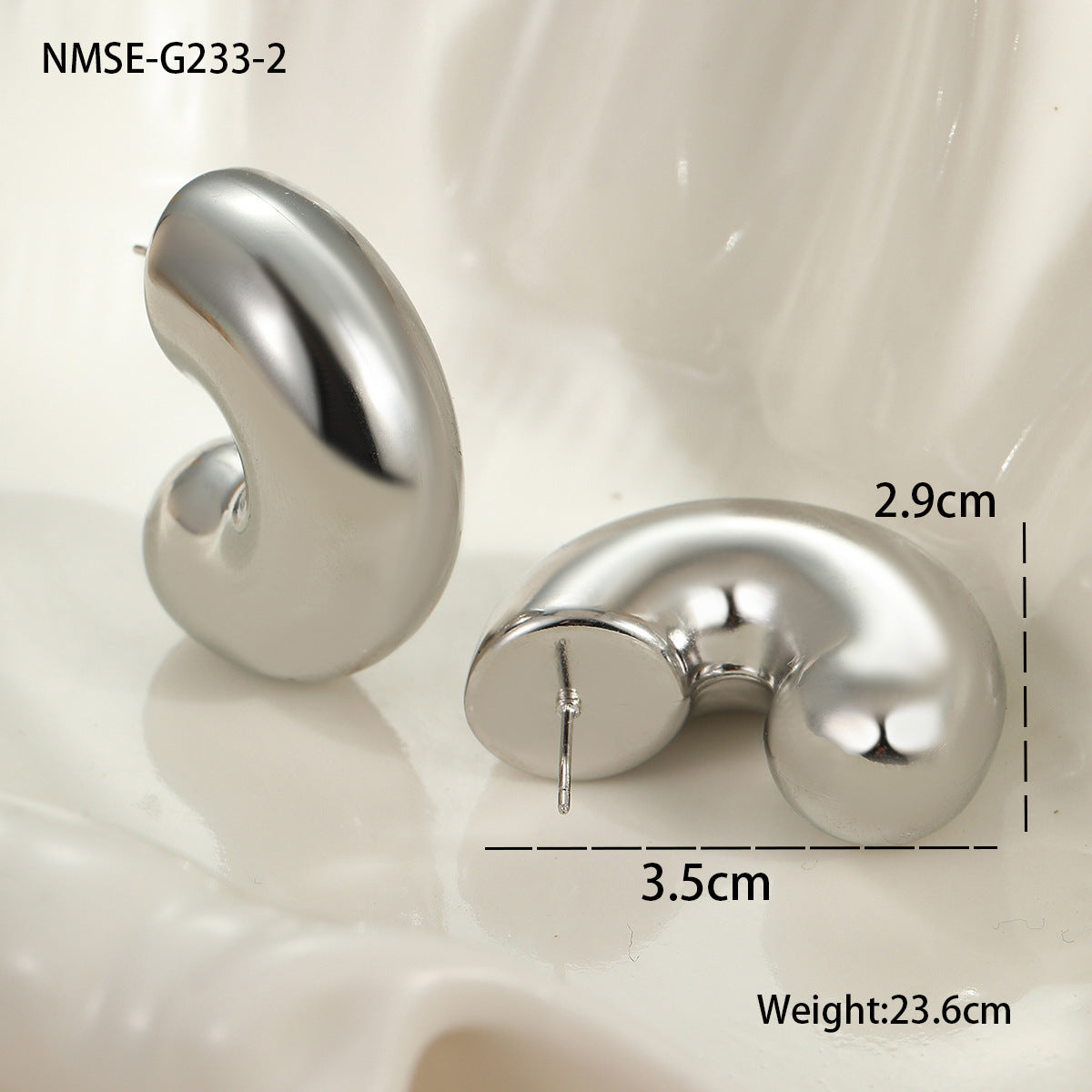 Orecchini a cerchio a forma di C geometrici minimalisti da donna in acciaio inossidabile placcato oro 18 carati