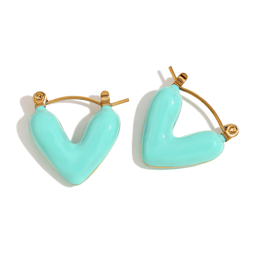 Fashionable Minimalist Hollow Heart-Shaped Stainless Steel Earrings with 18K Gold Plating for Women