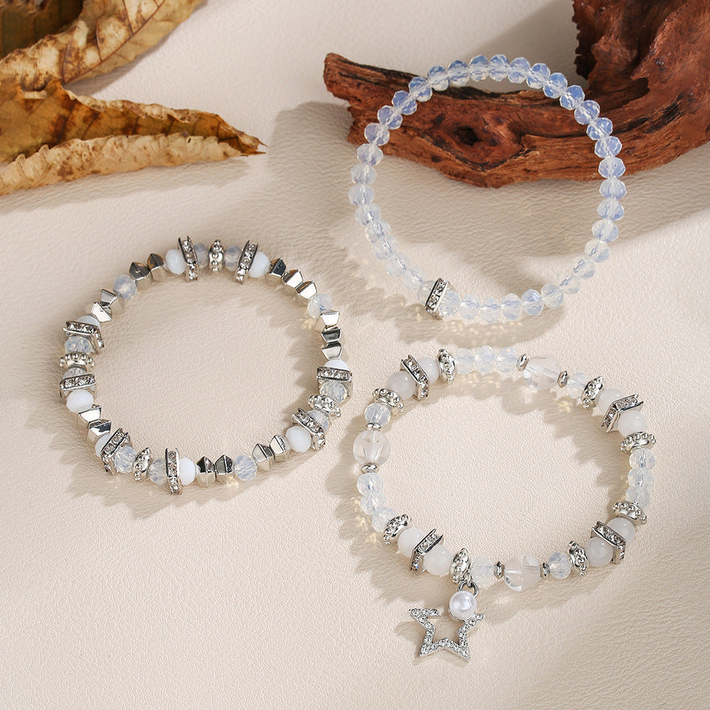 Bohemian Ethnic Star Geometric Glass Alloy Handmade Crystal Beaded Bracelet for Women