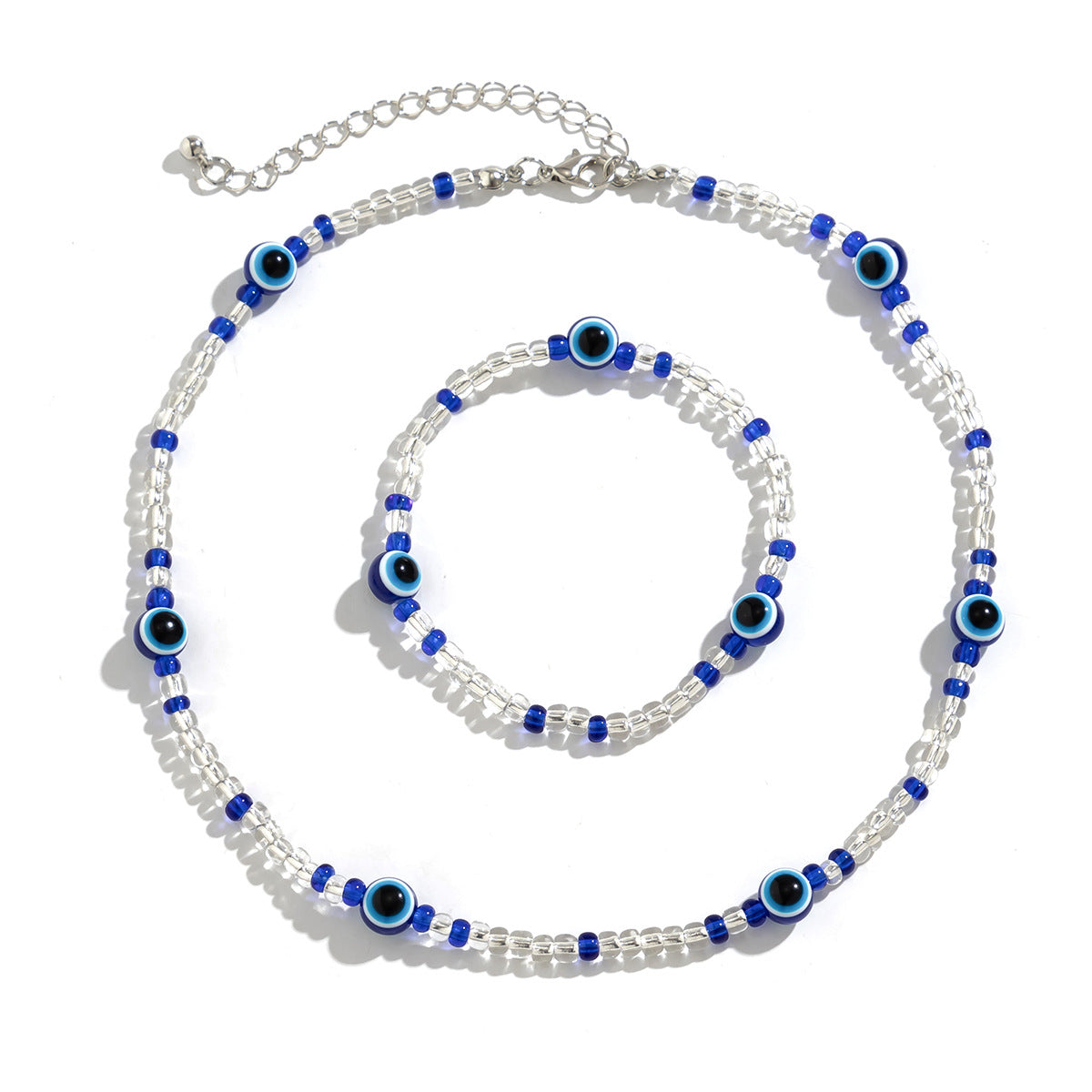 Collana a clavicola con ciondolo a occhio in perline vintage da donna con perline in resina, forma geometrica e nappe