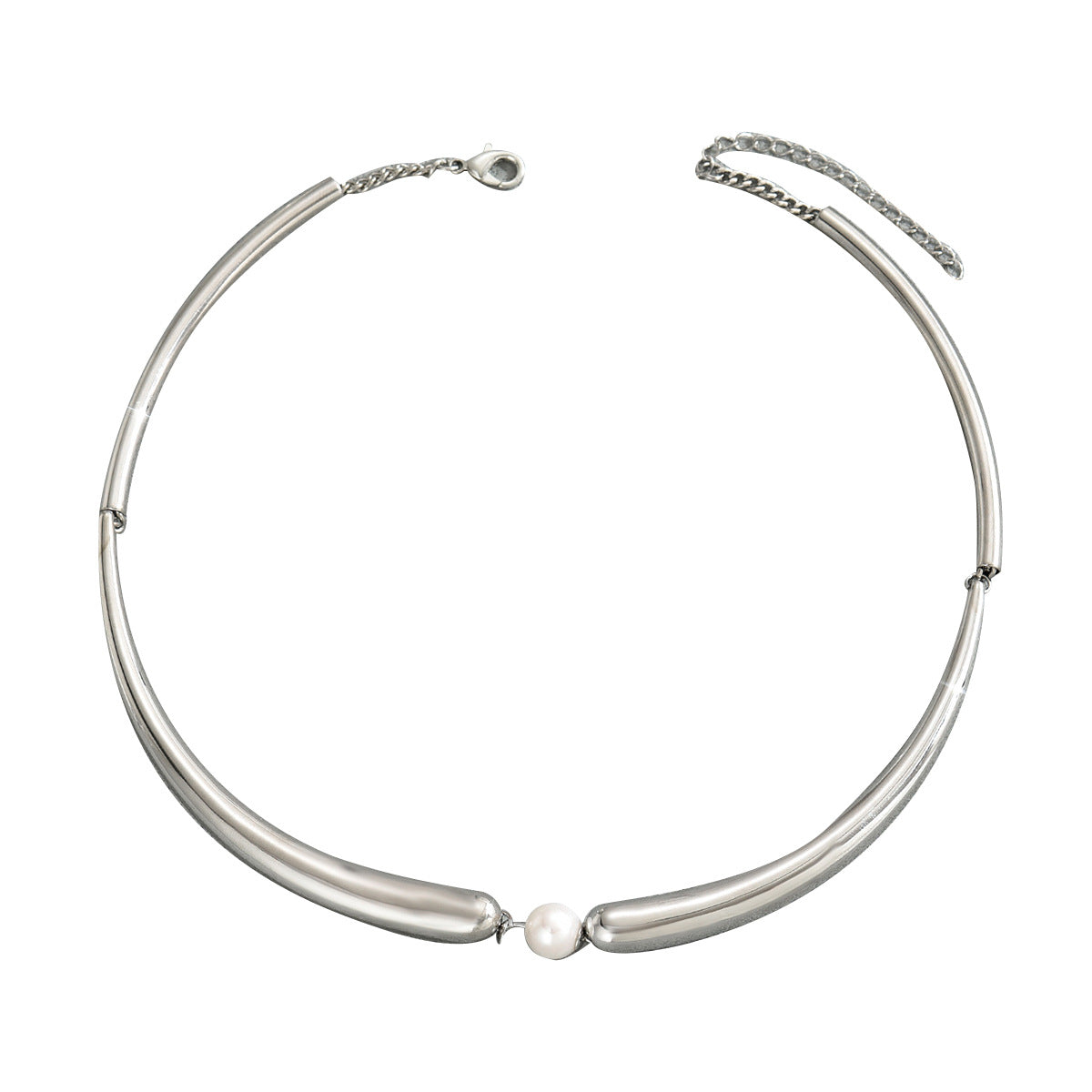 Collar minimalista de perlas geométricas para mujer con cierre de gancho de cobre y cadena de longitud ajustable