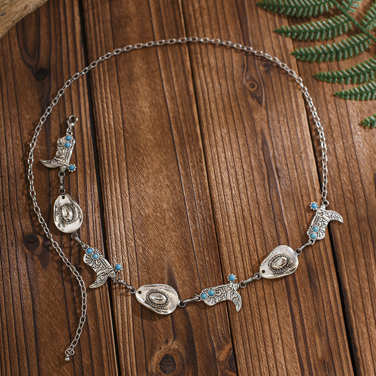 Ethnic Polished Alloy Body Chain with Shell and Starfish Pendant for Women
