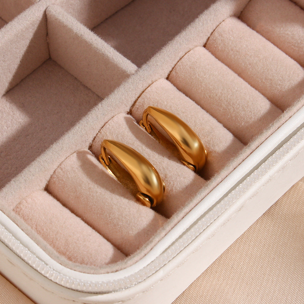 Pendientes de acero inoxidable geométricos minimalistas de moda con forma de pera y baño de oro de 18 quilates para mujer