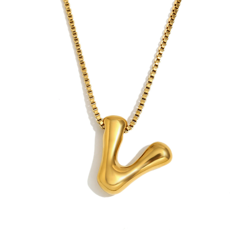 Minimalist Fashion Letter Necklace for Women Stainless Steel Pendant with 18K Gold Plating