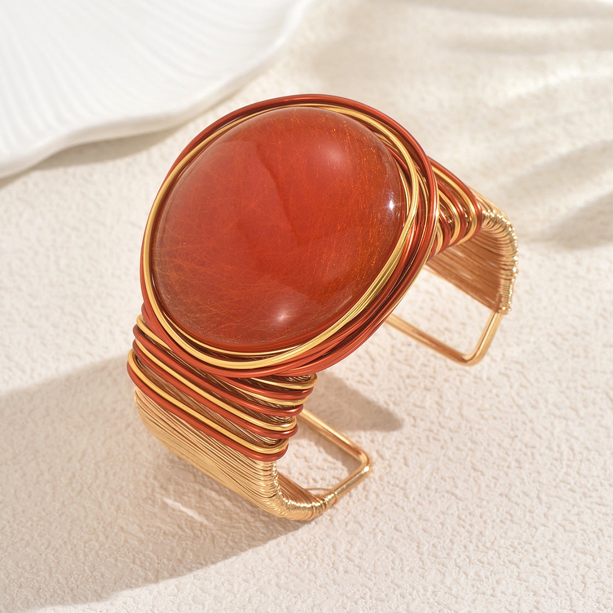 Pulsera geométrica de lujo para mujer con incrustaciones de piedras preciosas, brazalete ajustable de aleación de zinc para la elegancia diaria