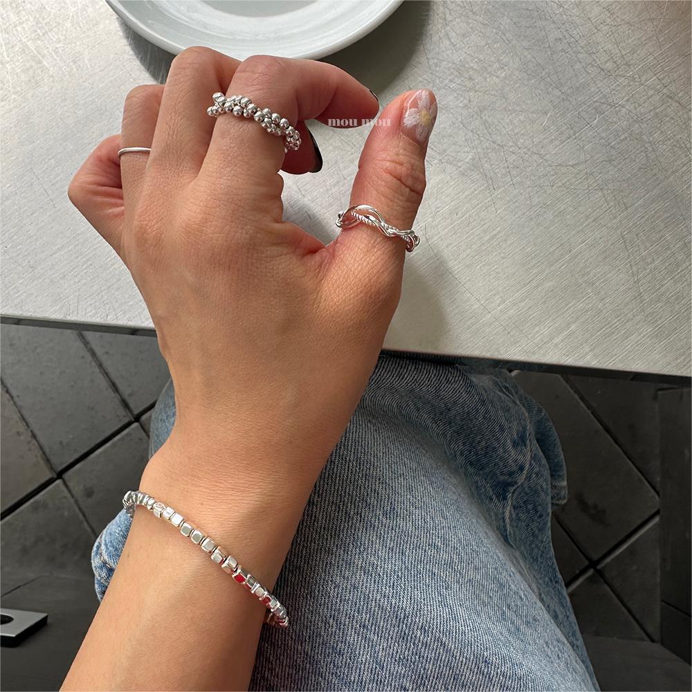 Minimalist Sweet 925 Sterling Silver Heart Geometric Line Open Ring for Women
