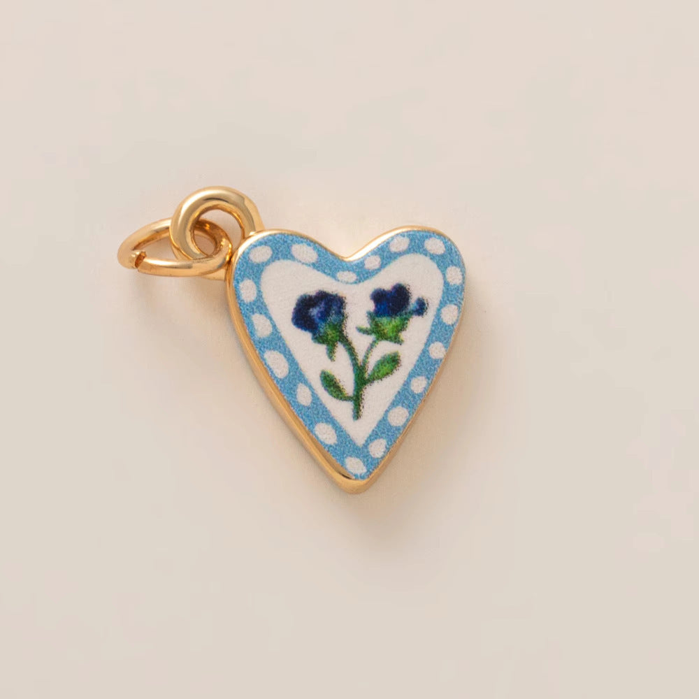Minimalist Luxury 18K Gold Plated Heart Teardrop Floral Brass Pendant