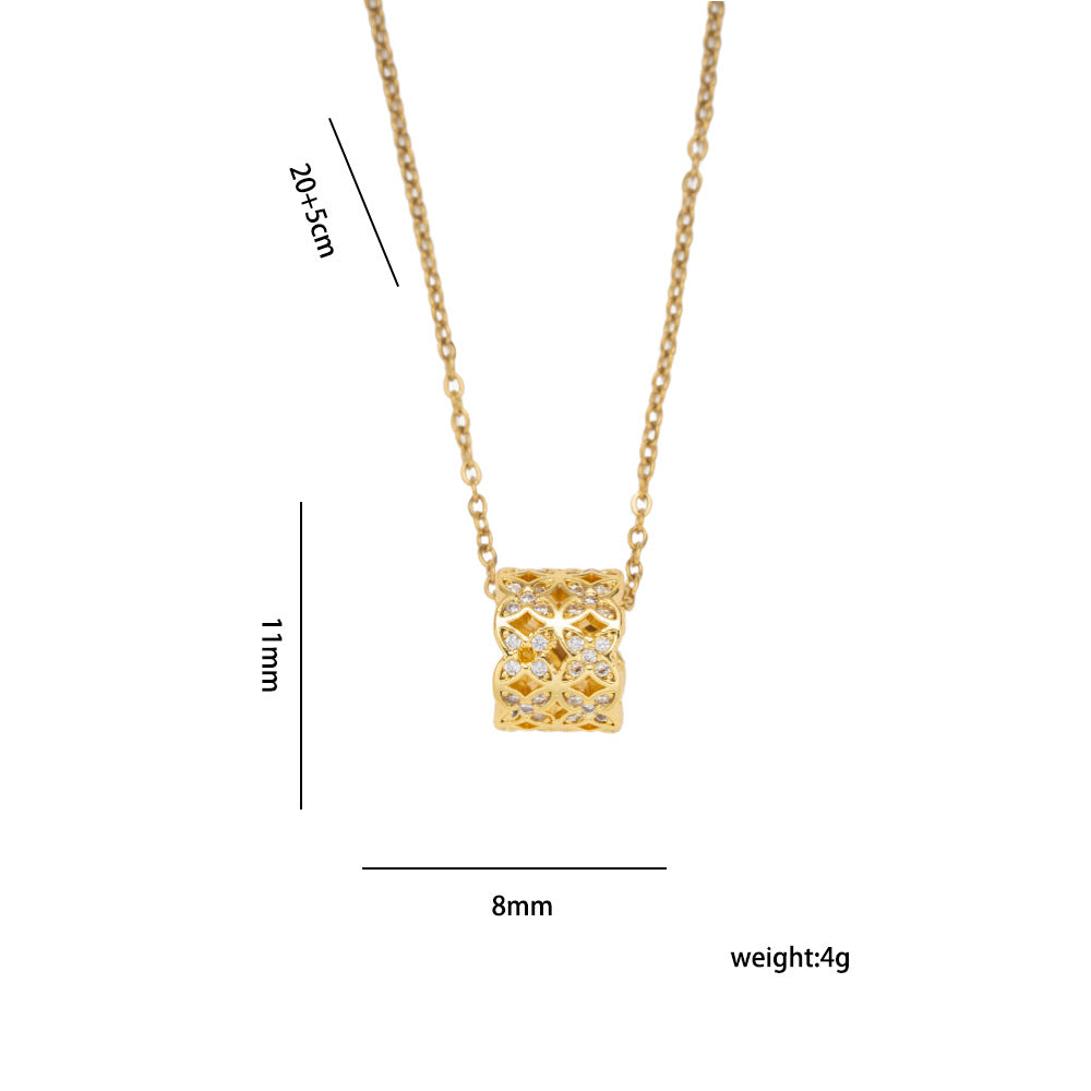 Minimalist Geometric Waist-Shaped Pendant Necklace for Women in Titanium Steel with Gold Plating
