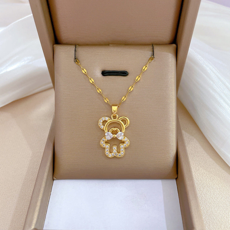 Geometric Minimalist Titanium Steel Necklace with Copper Pendant Plated in Real Gold Irregular Chain