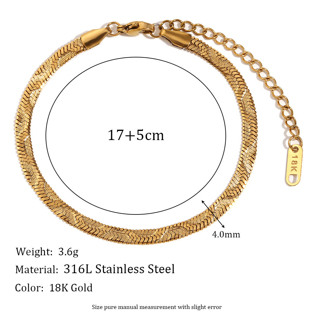 Collana da donna a spina di pesce con motivo a onda, in acciaio inossidabile placcato oro 18 carati, geometrica e minimalista