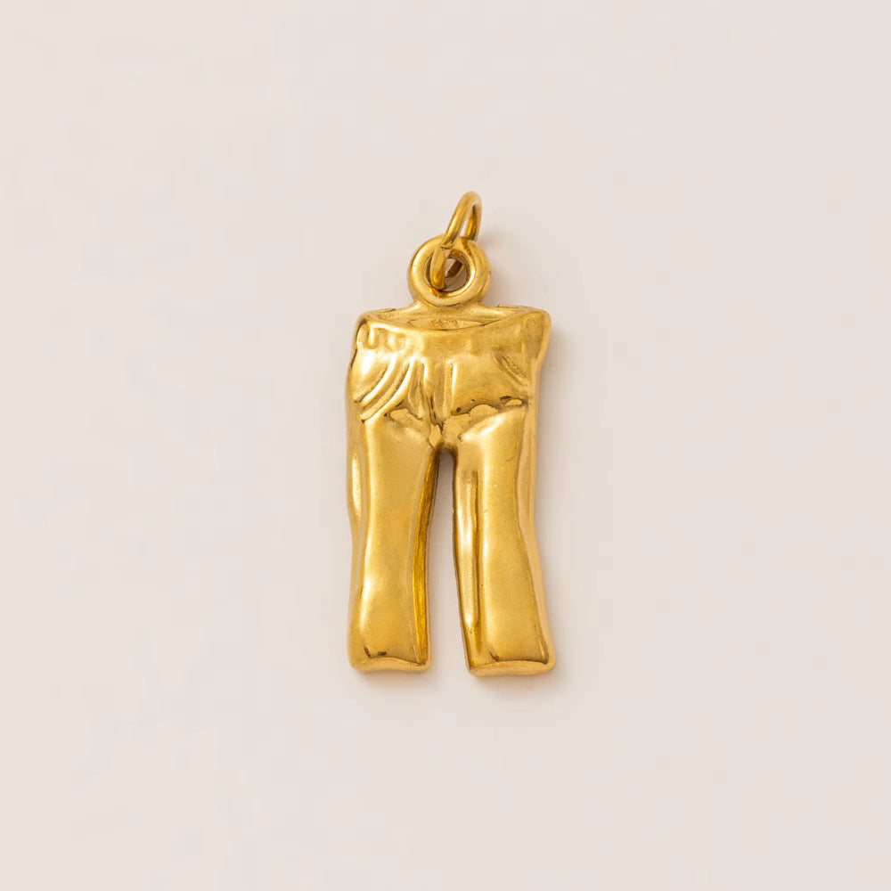 Vintage PVD Gold Plated Stainless Steel Geometric Astronaut Charm Bar
