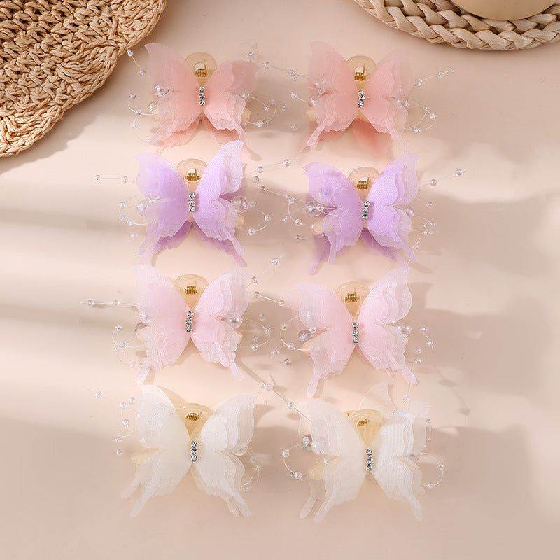Fermaglio per capelli con fiocco a farfalla dolce per bambine, in resina, stile naturale, a becco d'anatra, per code di cavallo e chignon