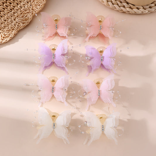 Sweet Butterfly Bow Hair Clip for Girls Natural Style Resin Duckbill Hair Clamp for Ponytail and Bun Styling