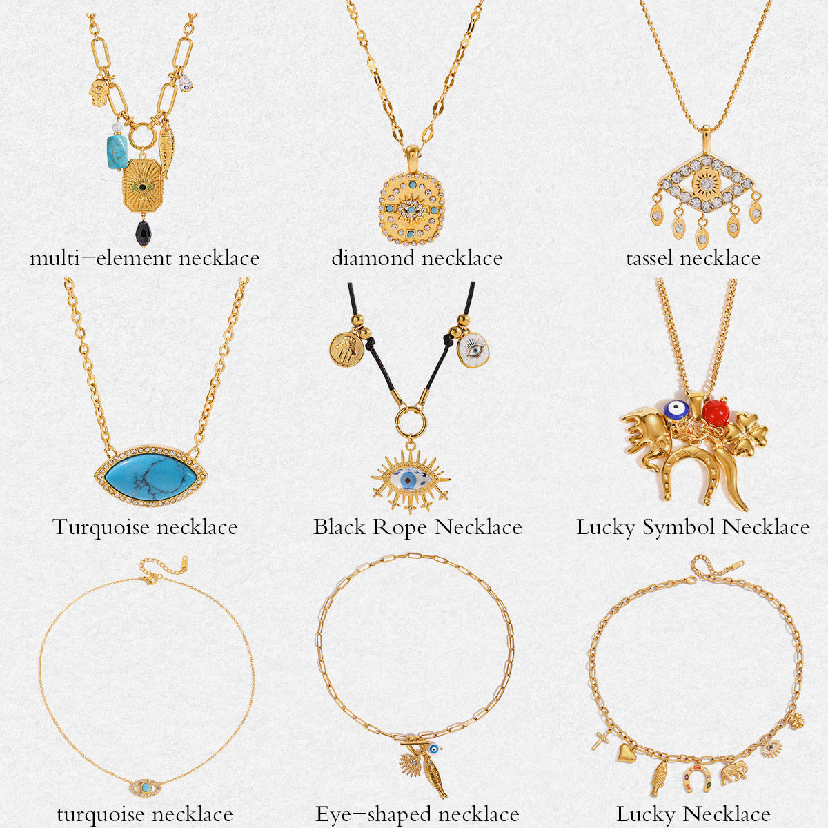 Collana con ciondolo geometrico minimalista in acciaio al titanio con finitura placcata da donna, catena maglione lusso leggero