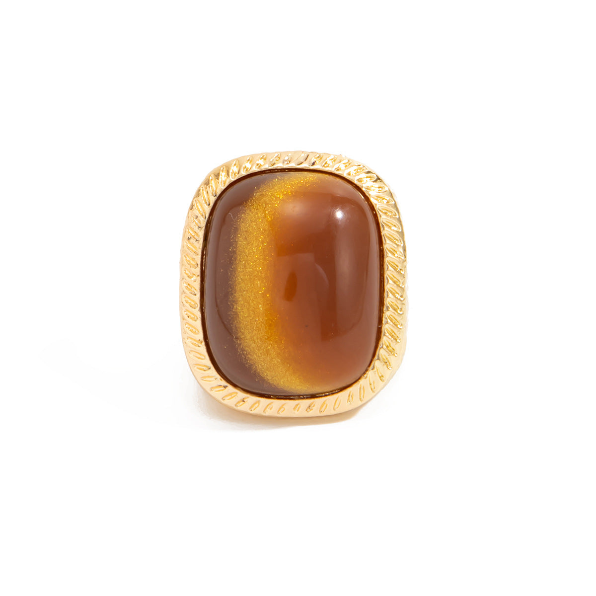 Vintage Gradient Gemstone Square Plated Alloy Ring for Women