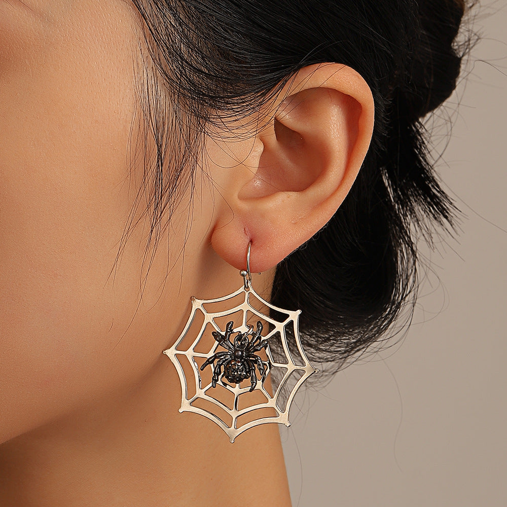 Pendientes de aleación con diseño de calabaza y calavera, estilo punk, chapados en oro, para mujer, temáticos de Halloween